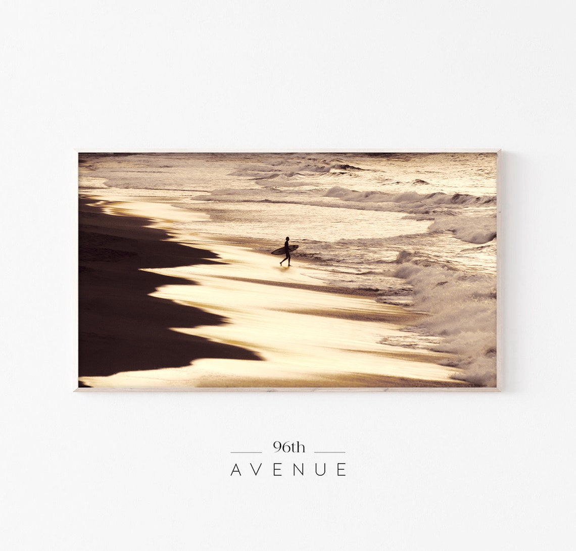Surf Beach Frame Tv Art Ocean Waves Beach At Golden Hour Coastal Landscape Tv Art 2700