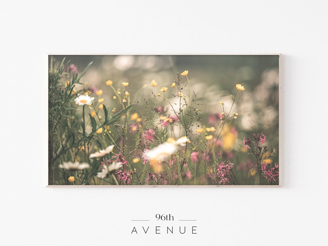 Spring Flower Field Botanical Art TV Wall Print
