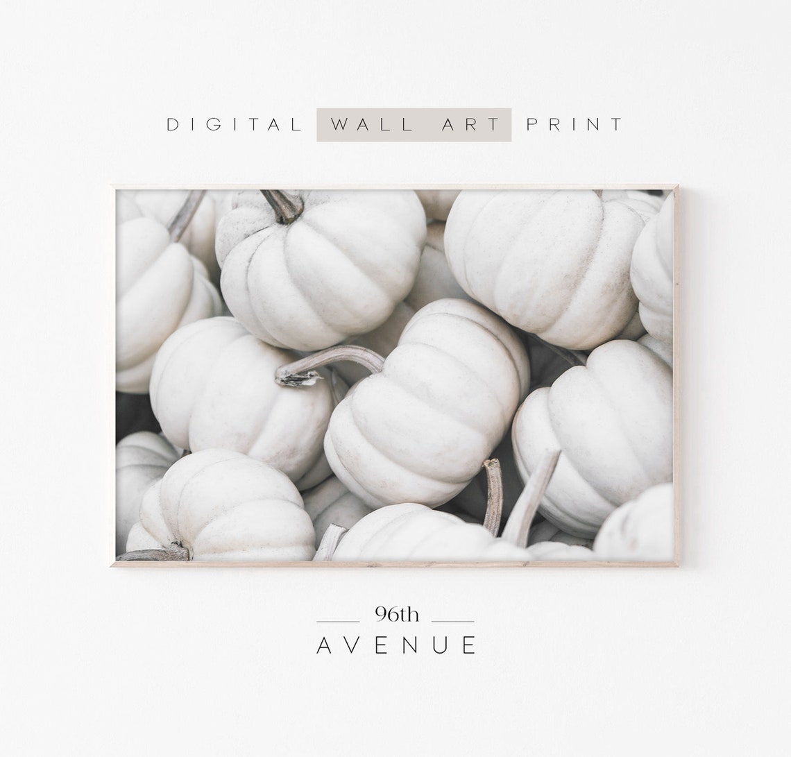 White Pumpkin Fall Wall Art Print