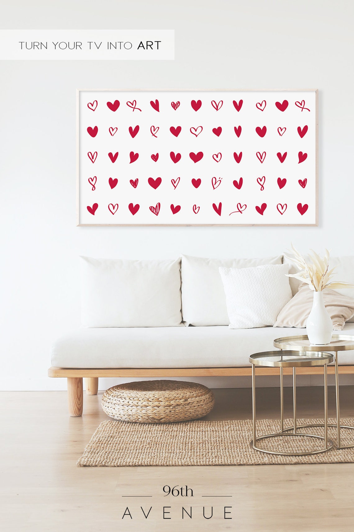 Valentines Day Heart Pattern Art Print - Image 2