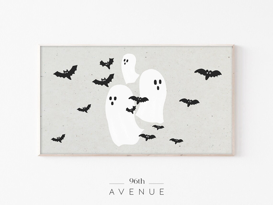 Neutral Halloween Ghosts Spooky Art, Poster Print