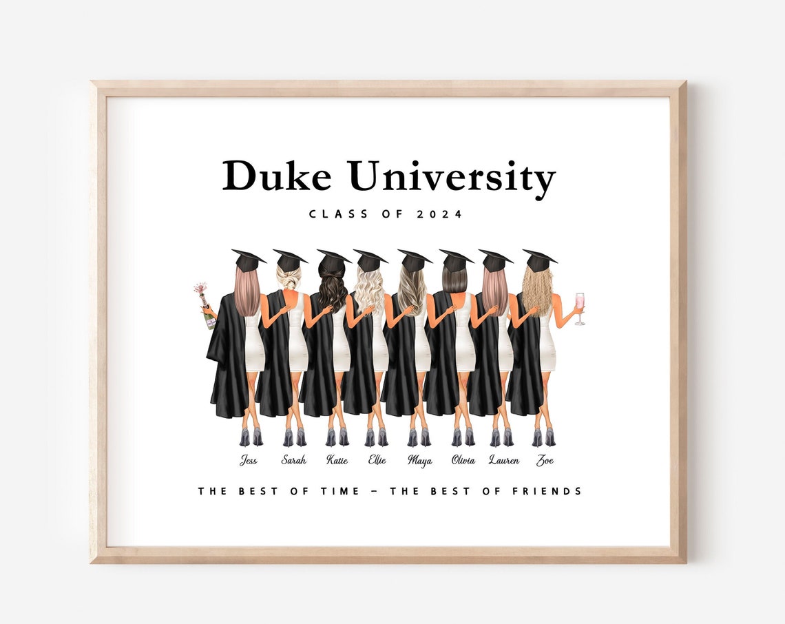 Personalized Group Graduation Friends Portrait Duke University Poster