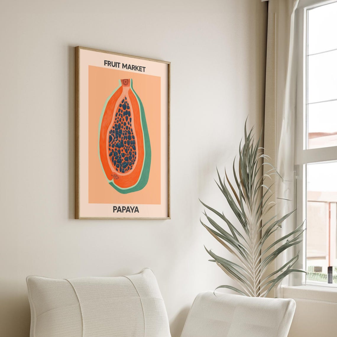 Fruit Market Papaya Botanical Poster in Tropical Kitchen Decor - Image 3