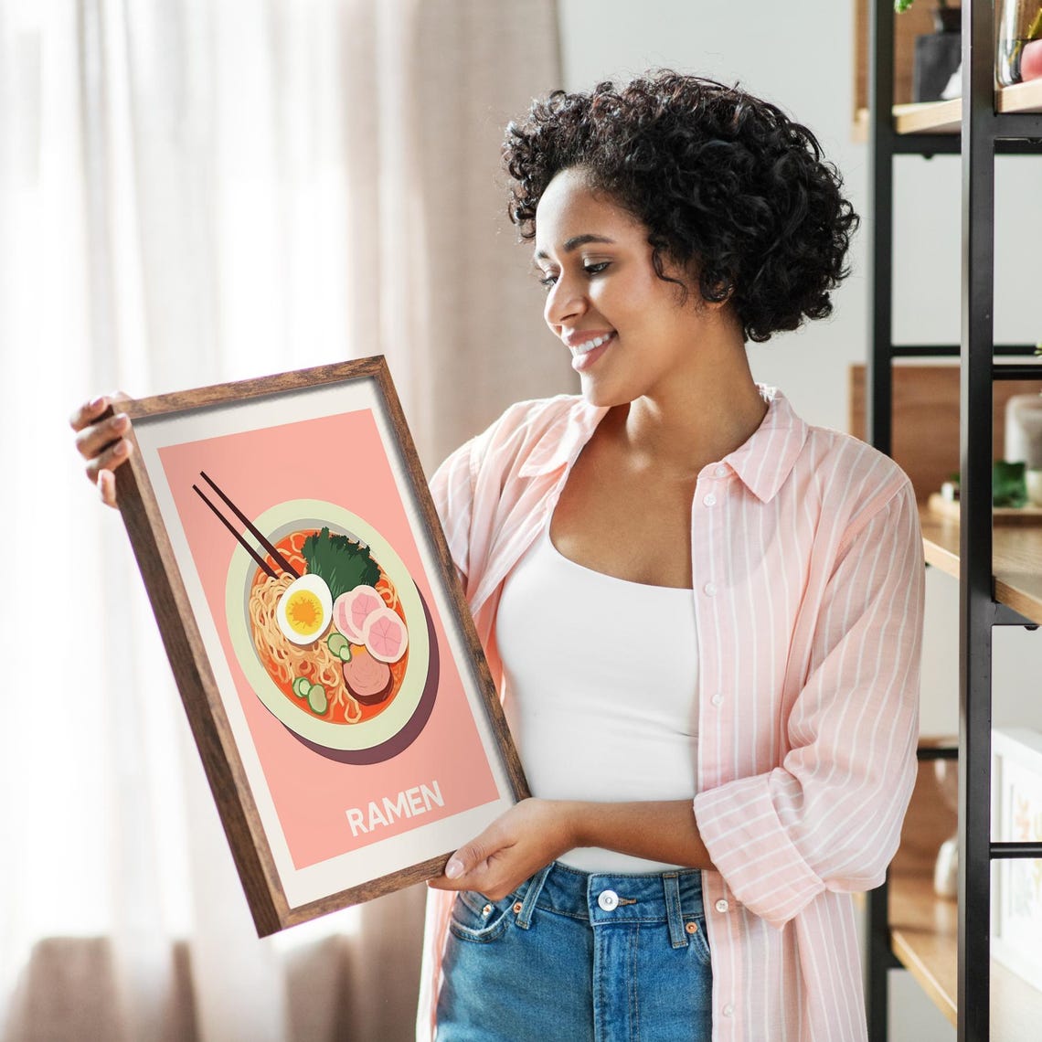 Ramen Bowl Japanese Noodle Soup Art Pink Kitchen Decor Poster - Image 4
