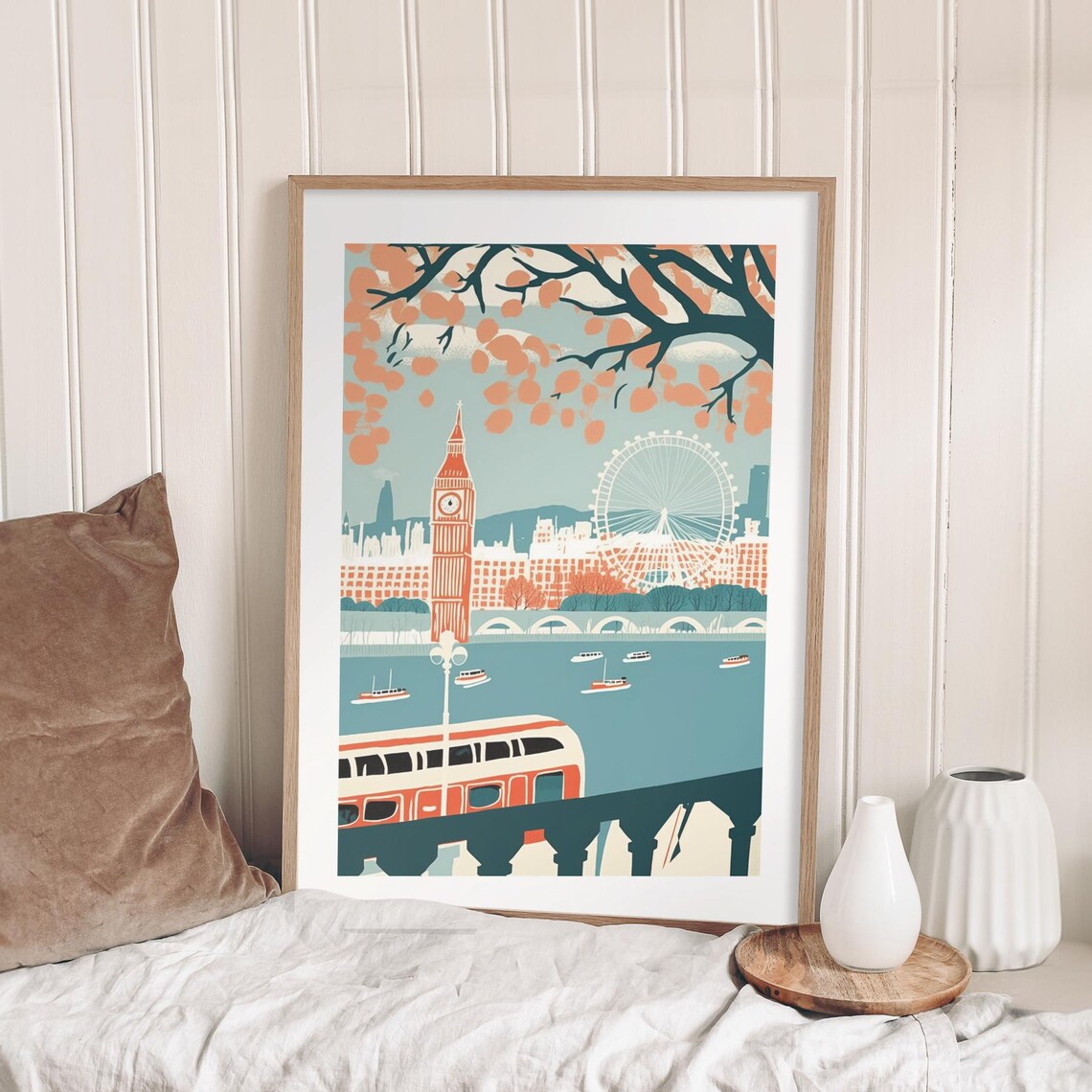 London Big Ben Autumn Thames River Retro Travel Charming Poster