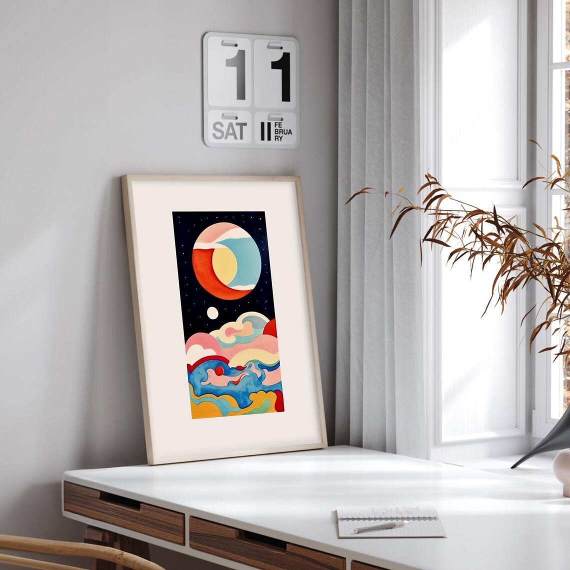 Dreamy Abstract Cosmic Planet Poster With Colorful Universe Waves - Image 2