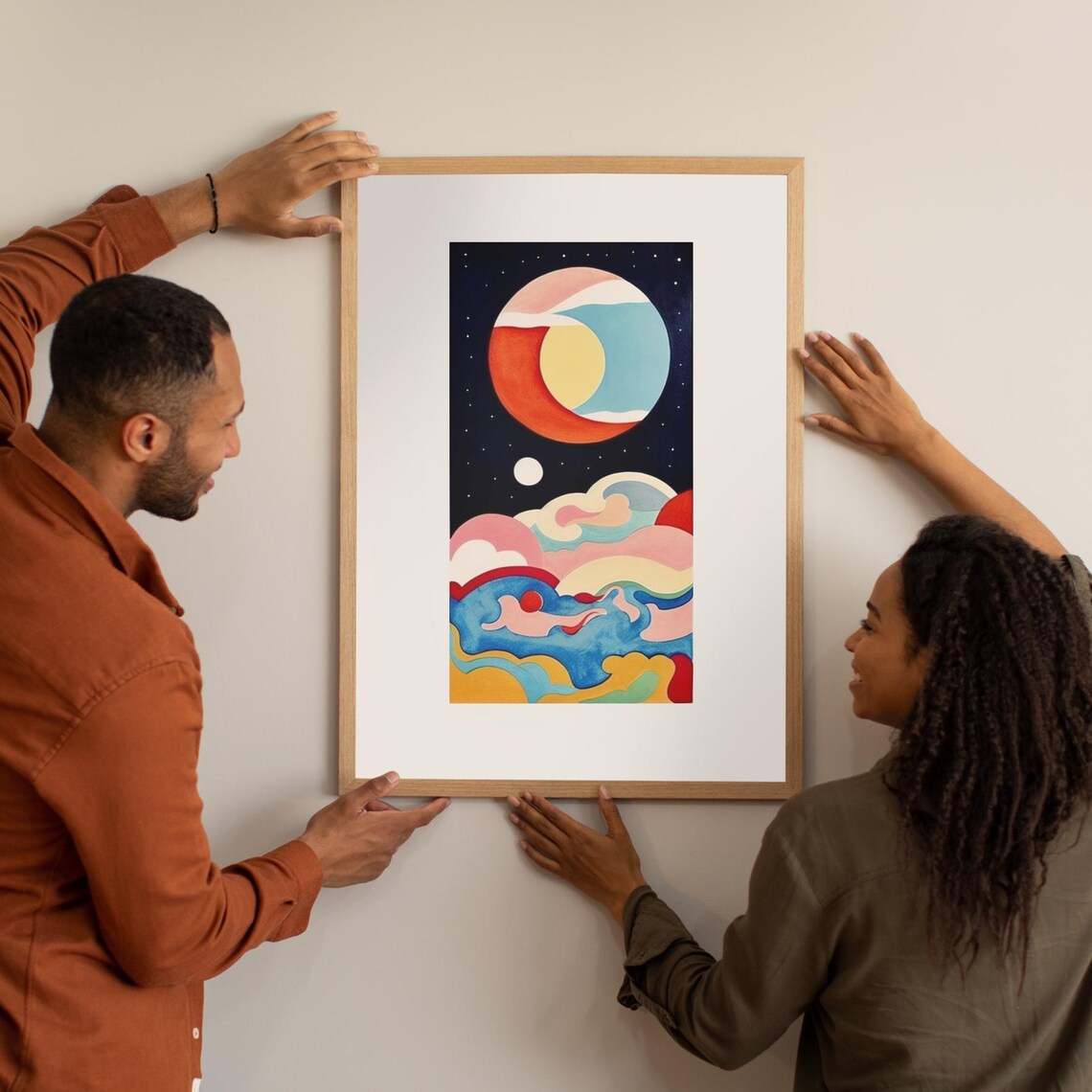 Dreamy Abstract Cosmic Planet Poster With Colorful Universe Waves - Image 4