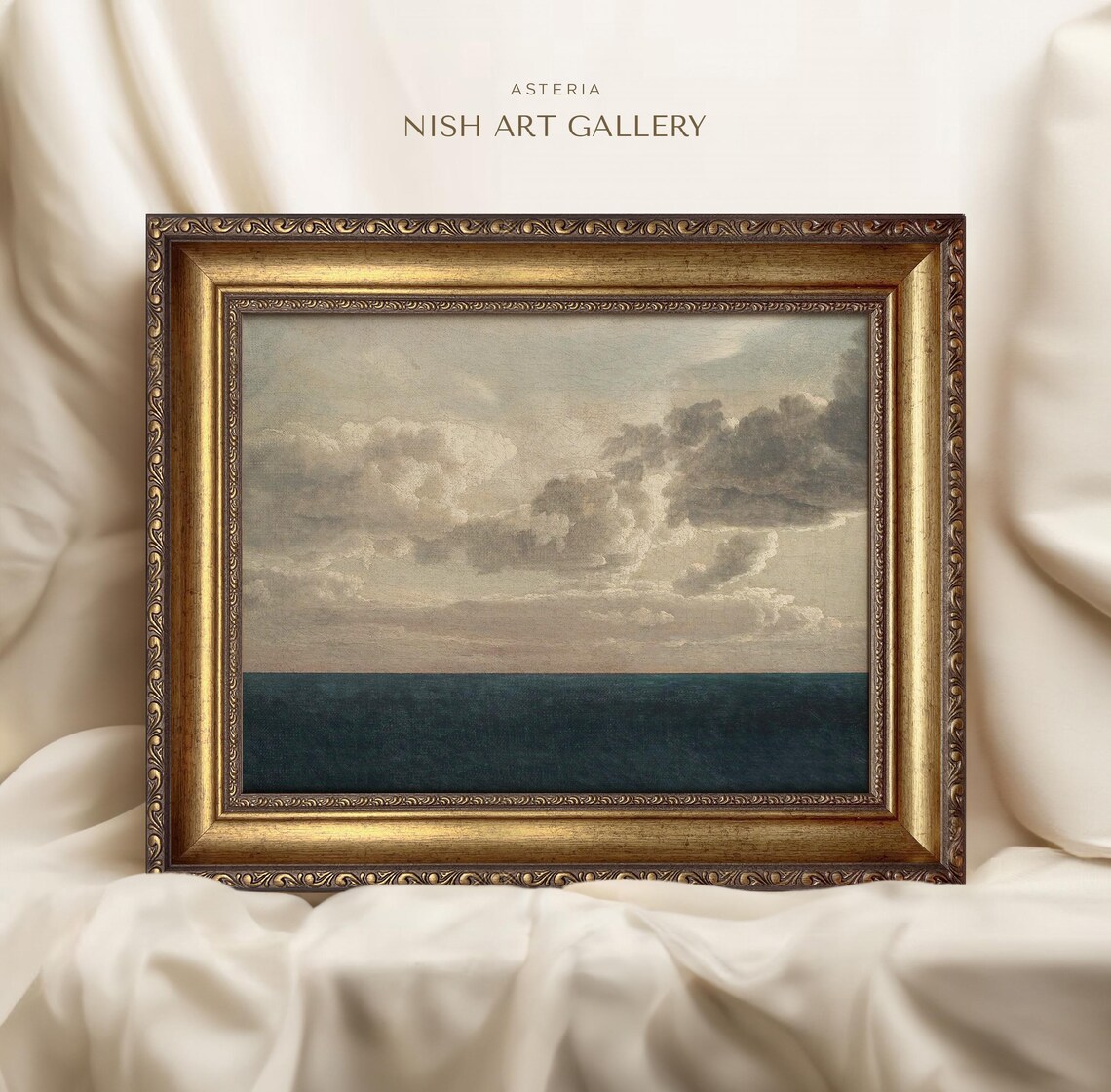 Muted Seascape Vintage Cloud Study Art Print