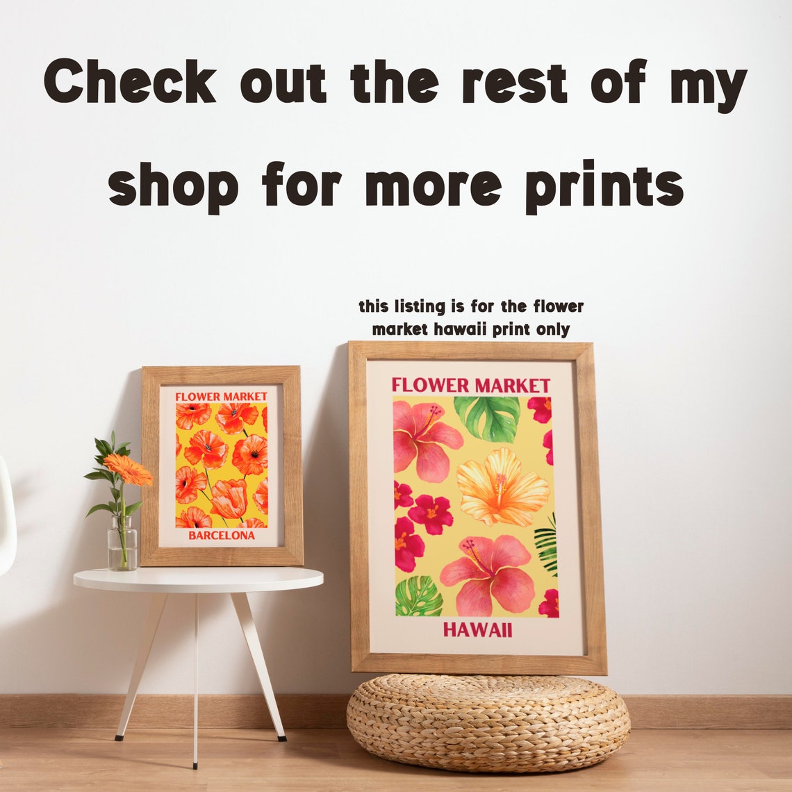 Flower Market Hawaii Print Flower Market Wall Art Flower Market Wall Art Floral Wall Art Pink Flowers Wall Art Print - Image 2