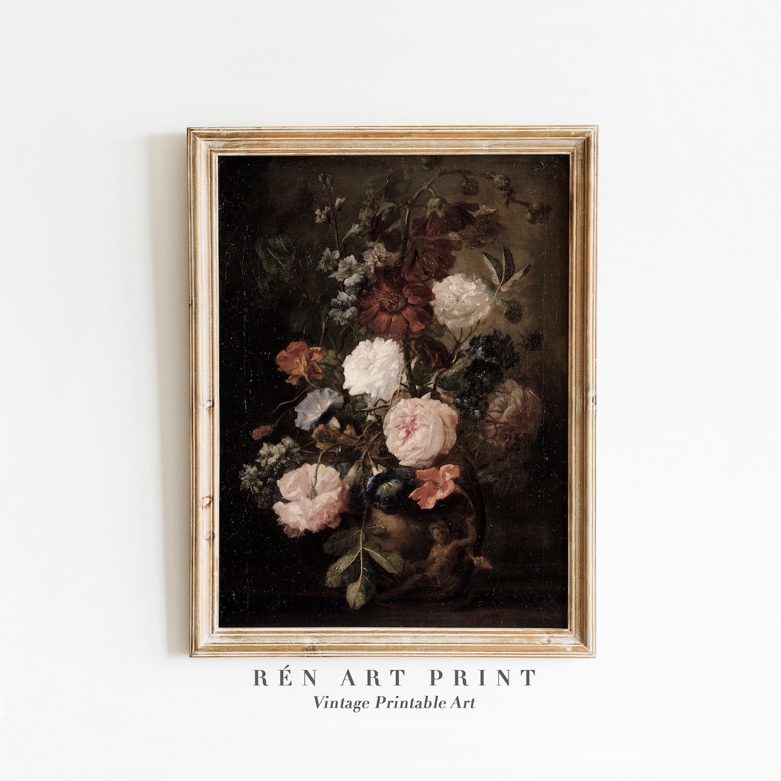 Moody Flower Vintage Dark Floral Art Print