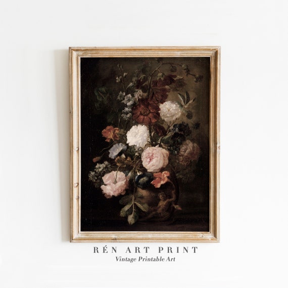 Moody Flower Vintage Dark Floral Art Print