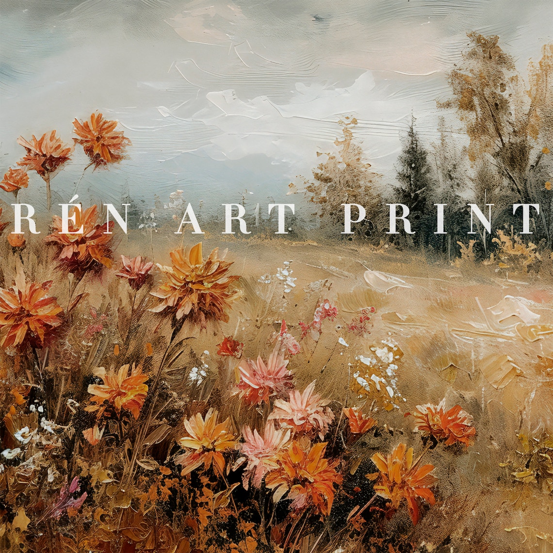 Autumn Landscape Vintage Rustic Art Print - Image 3
