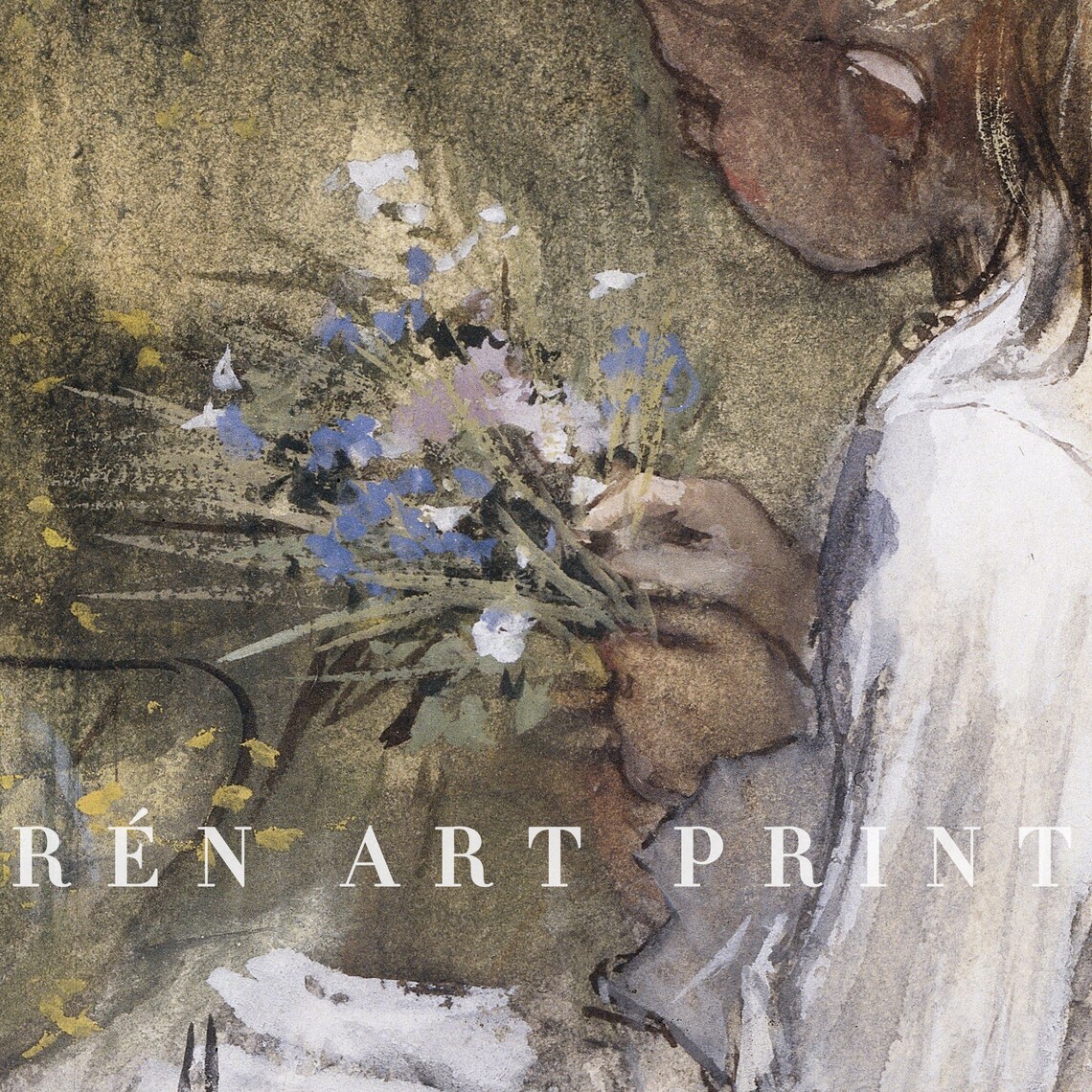 Vintage Girl Painting Nursery Wall Art, Farmhouse Decor - Image 3