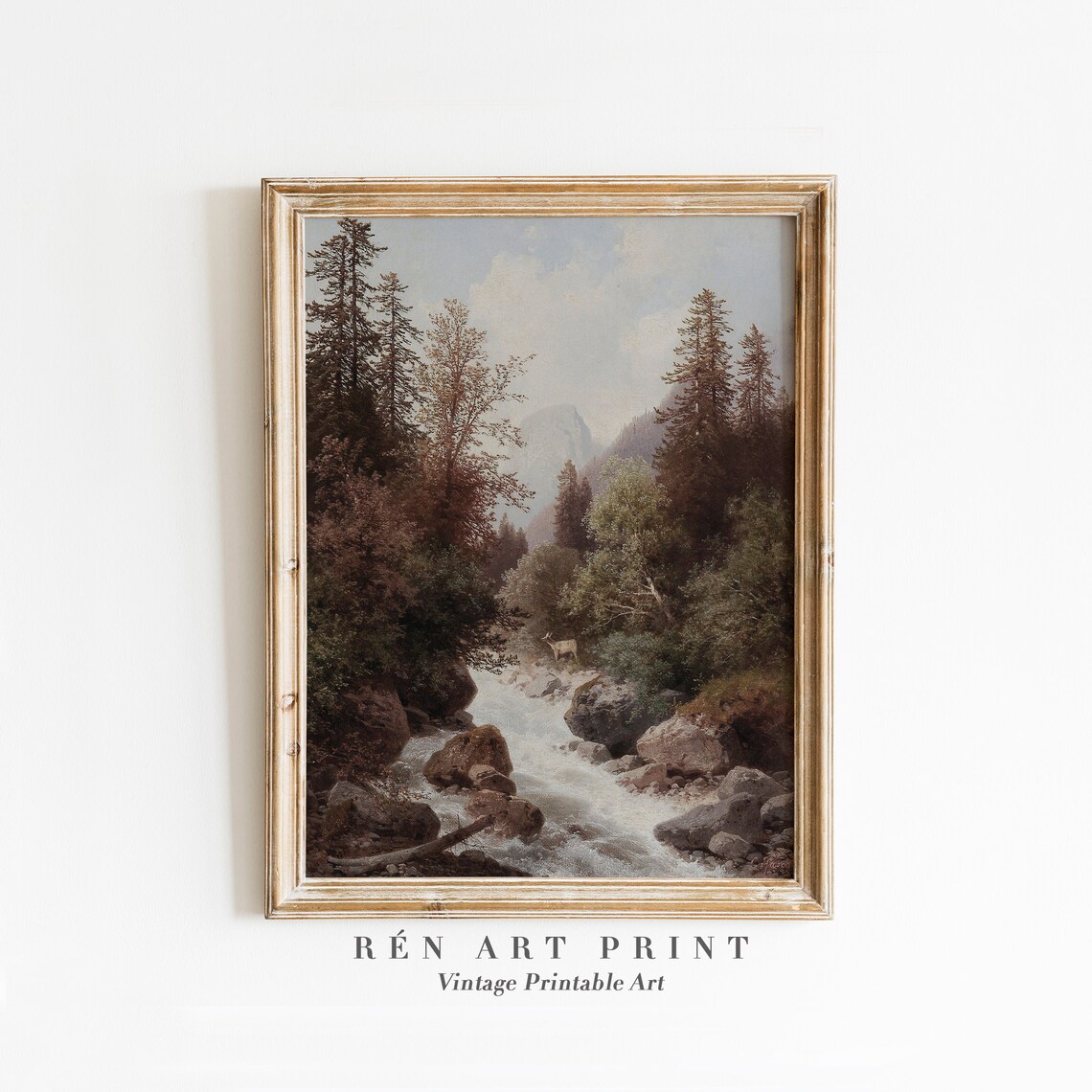 Vintage Autumn Landscape Painting, Rustic Fall Art Print