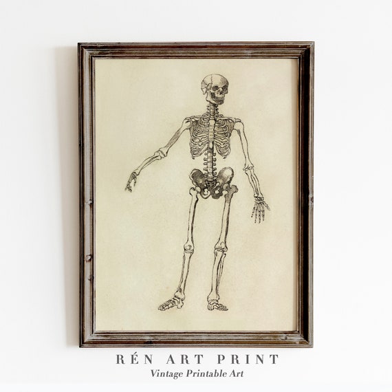 Skeleton Print, Vintage Halloween Art Print