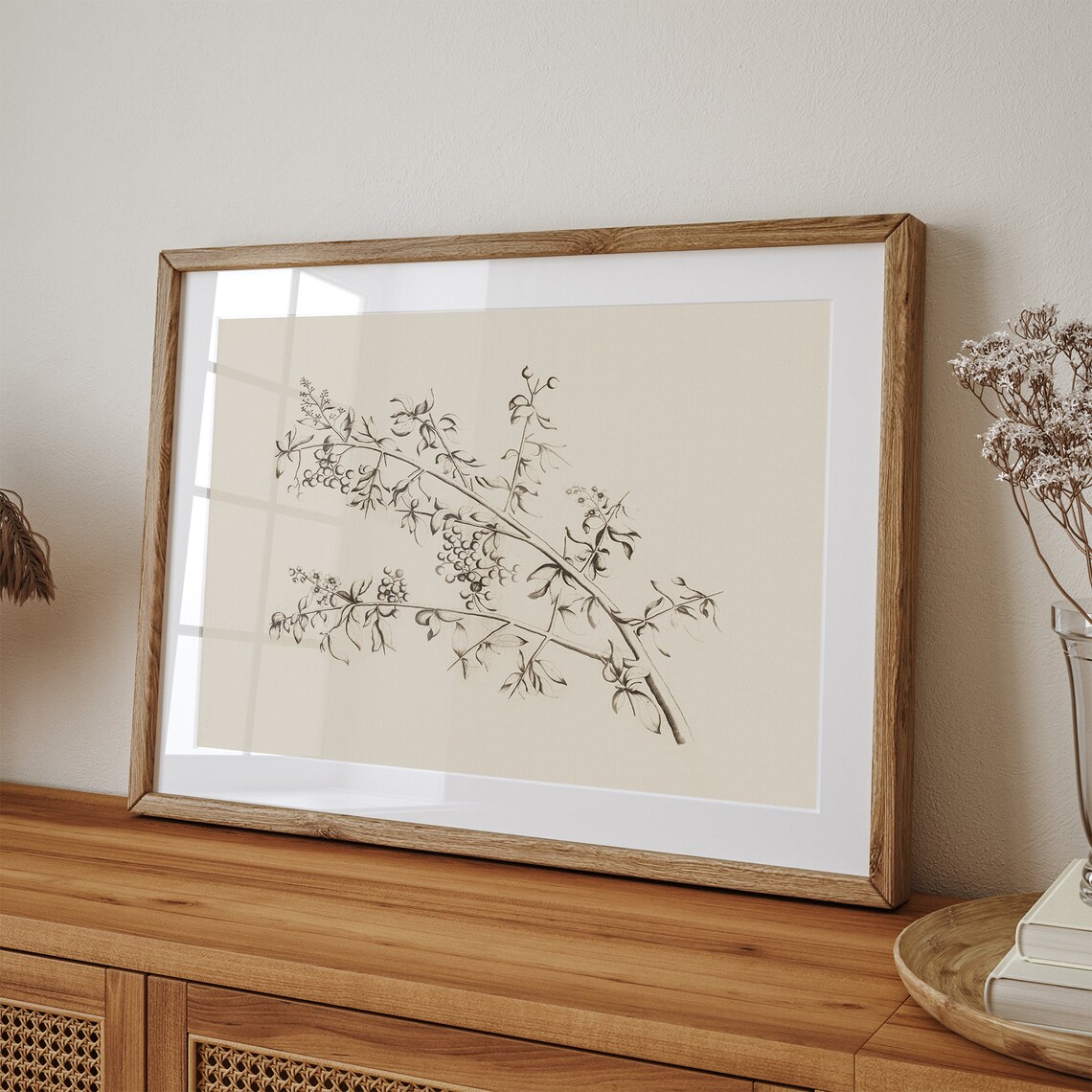 Antique Minimalist Botanical Branch Sketch Art Print - Image 3