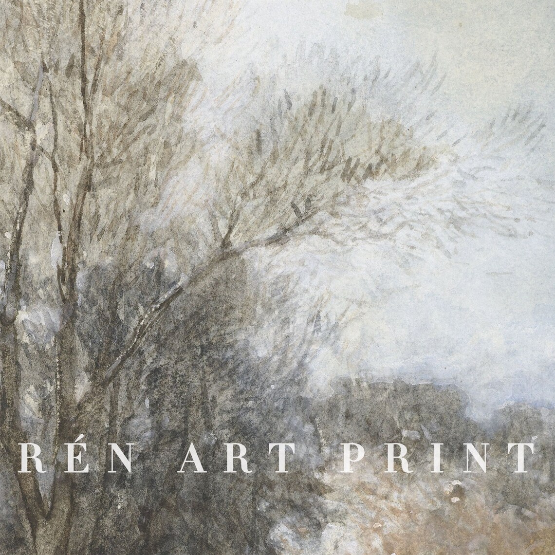 Vintage Winter Landscape Art Print, Neutral Country Scenery - Image 3