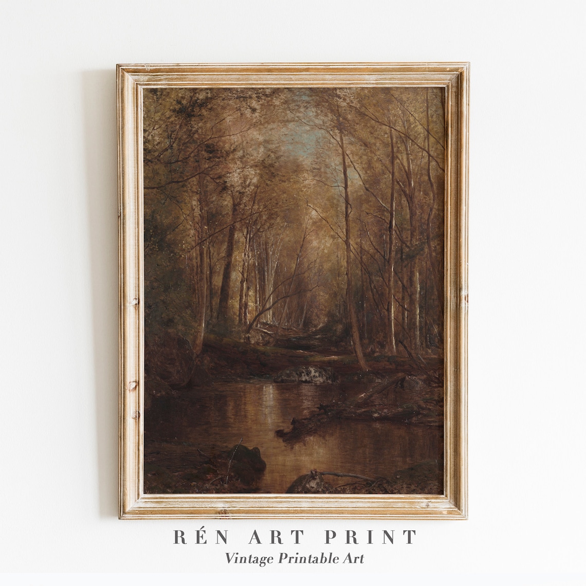 Vintage Autumn Landscape Painting, Rustic Wall Art