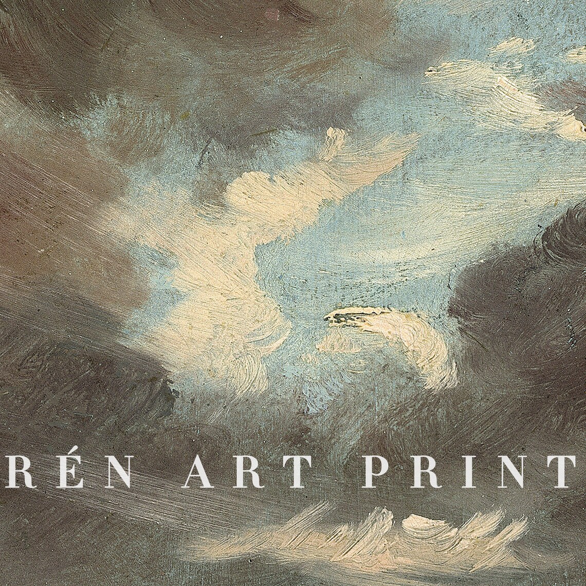 Clouds Painting Vintage Sky Landscape Art Print - Image 3