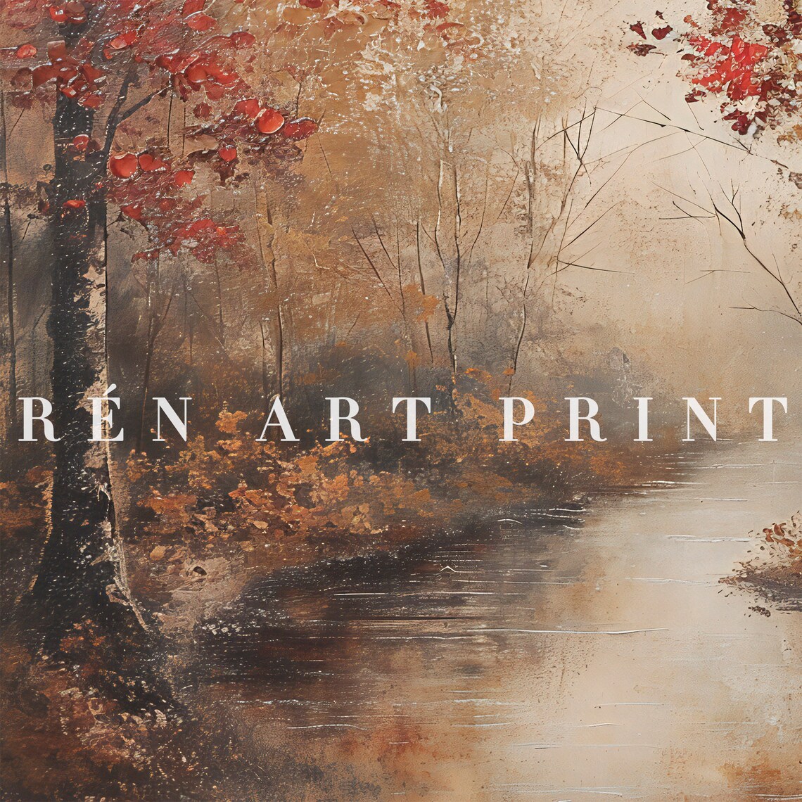 Autumn Landscape Painting, Vintage Fall Farmhouse Art - Image 3