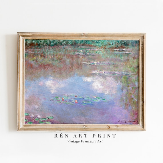 Monet Water Lilies Vintage Floral Art Print