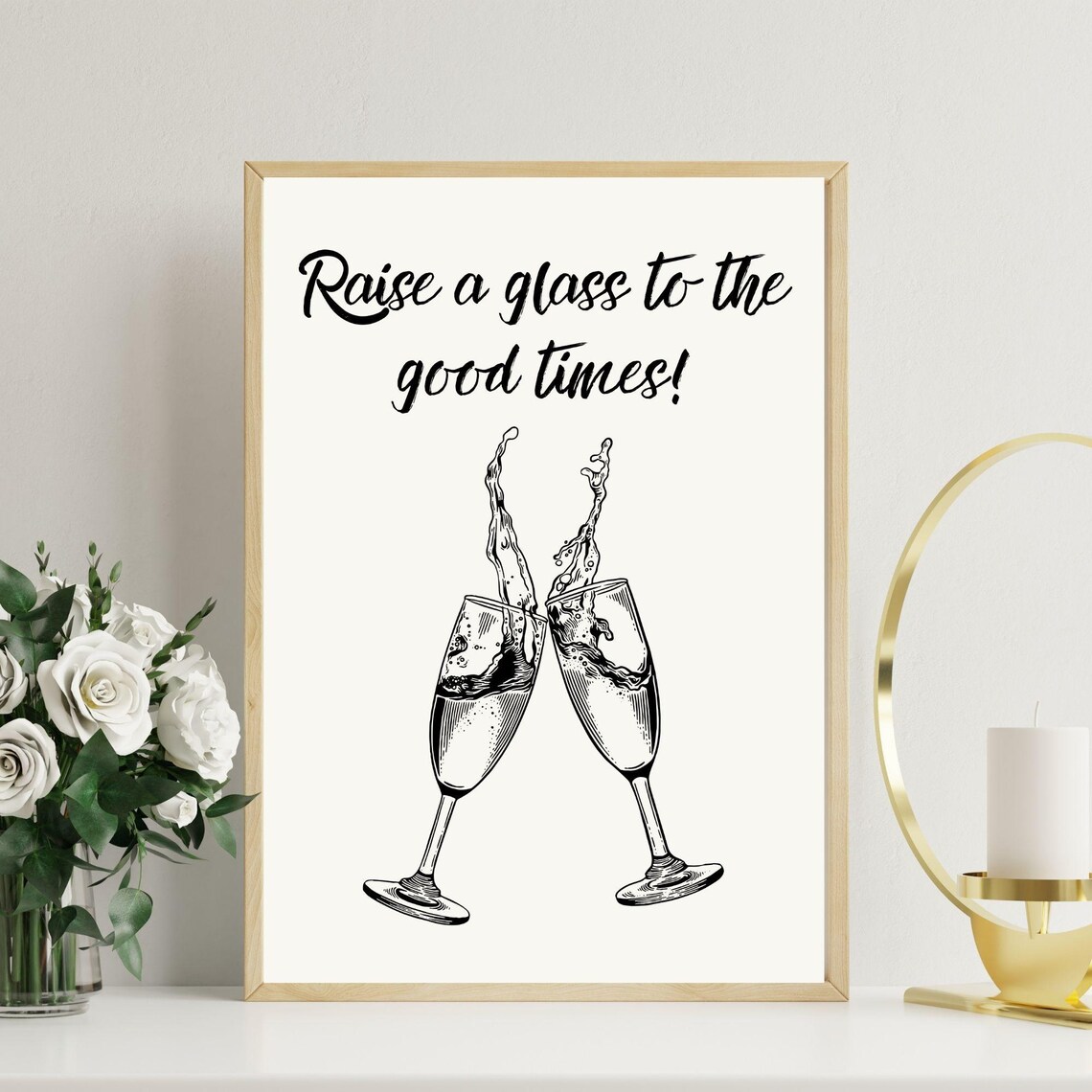Raise A Glass To The Good Times Champagne Toast Minimalist Wall Poster - Image 7