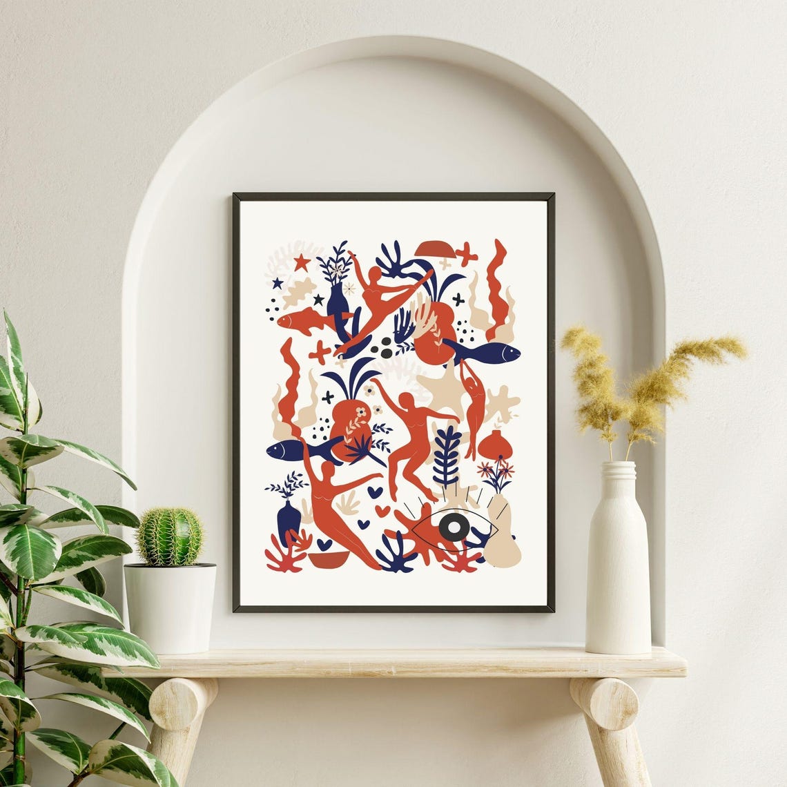 Matisse Inspired Artwork Featuring Women Bodies Shapes And Fish Motifs Wall Art - Image 6