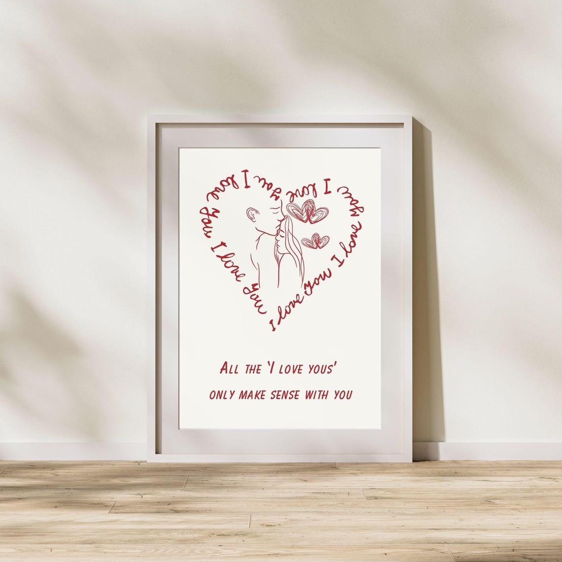 All The I Love Yous Heart Calligraphy Romantic Kiss Couple Art Poster - Image 4
