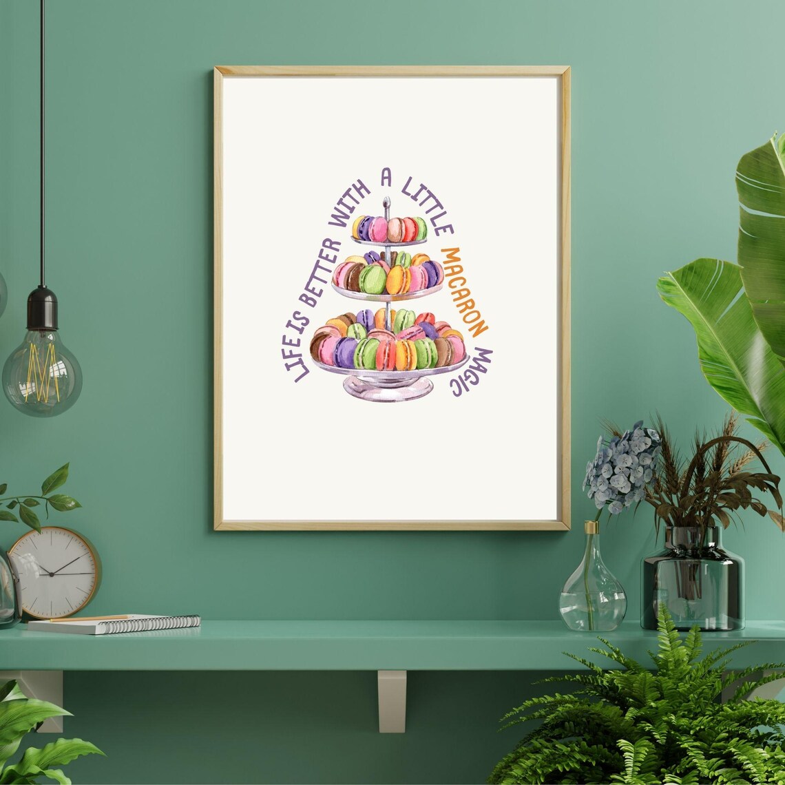 Life Is Better With A Little Macaron Magic Colorful Tiered Stand Kitchen Art Poster - Image 2