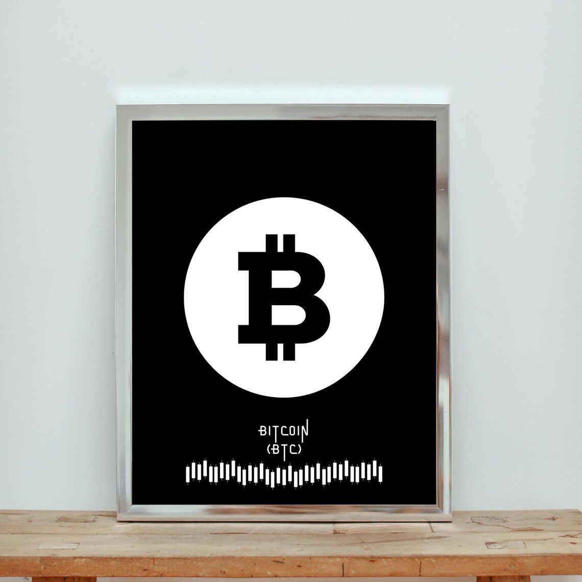 Minimalist Bitcoin Crypto Wall Art, BTC Artwork