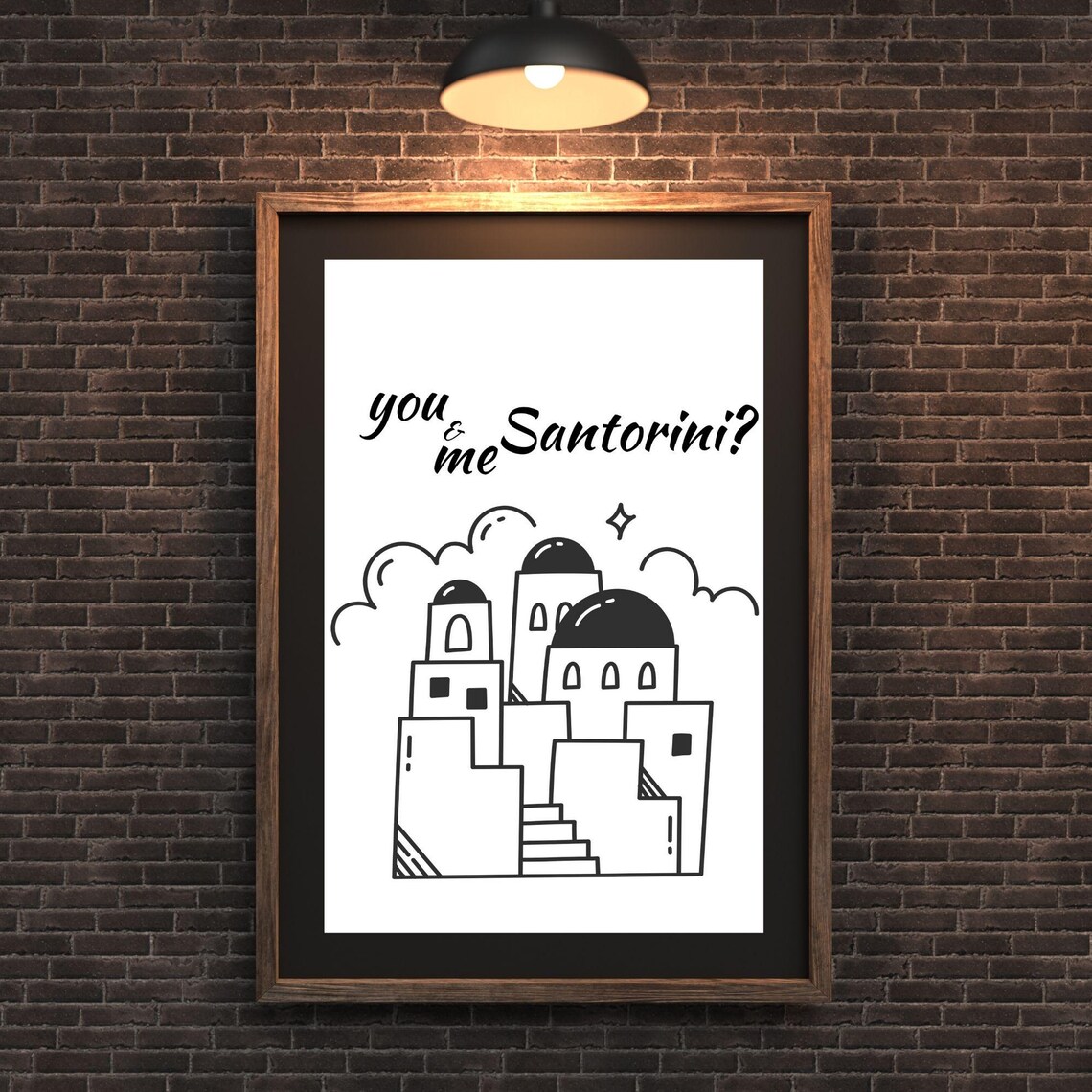 You And Me Santorini Romantic Minimalist Art Print - Image 2