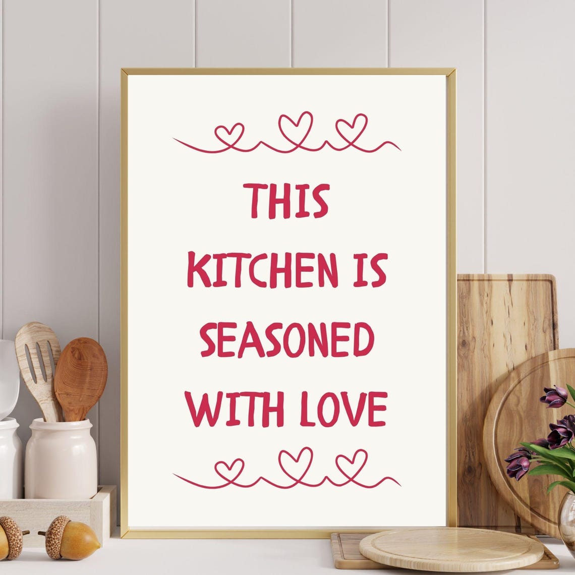 This Kitchen Is Seasoned With Love Fun And Playful Wall Art Kitchen Poster Playful Kitchen Art Cute Kitchen Decor - Image 7
