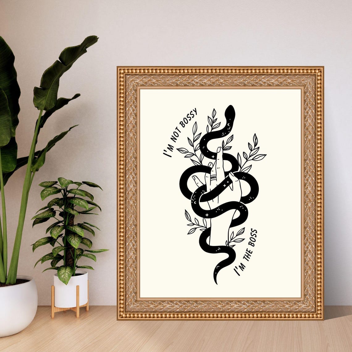 I'm Not Bossy I'm The Boss Snake Hand Bold Feminine Power Quote Poster - Image 2