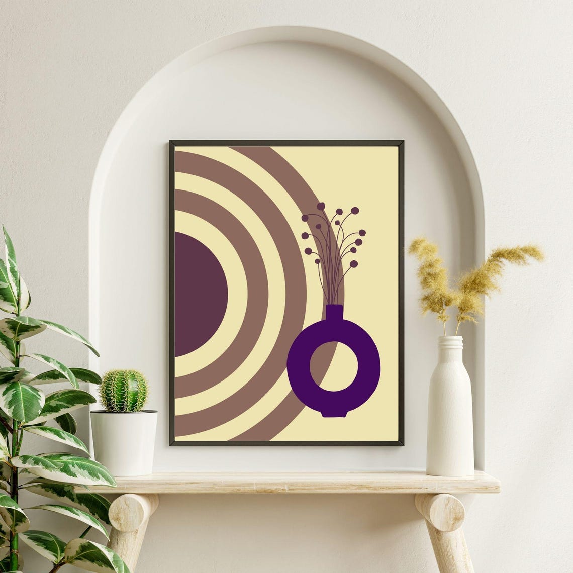 Purple Vase And Arches Boho Abstract Mid Century Minimalist Poster - Image 3