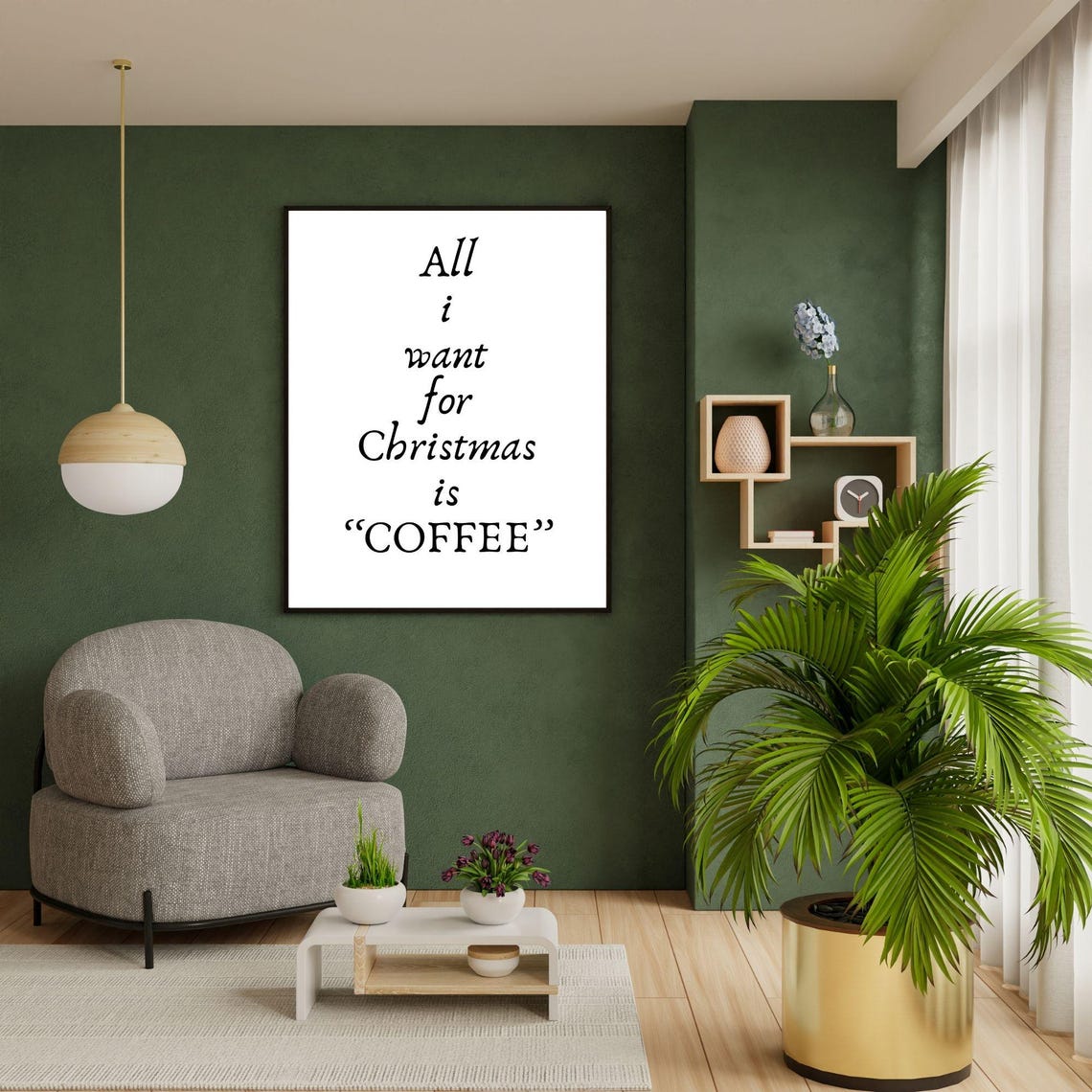 All I Want For Christmas Is Coffee Minimalist Kitchen Holiday Poster - Image 5