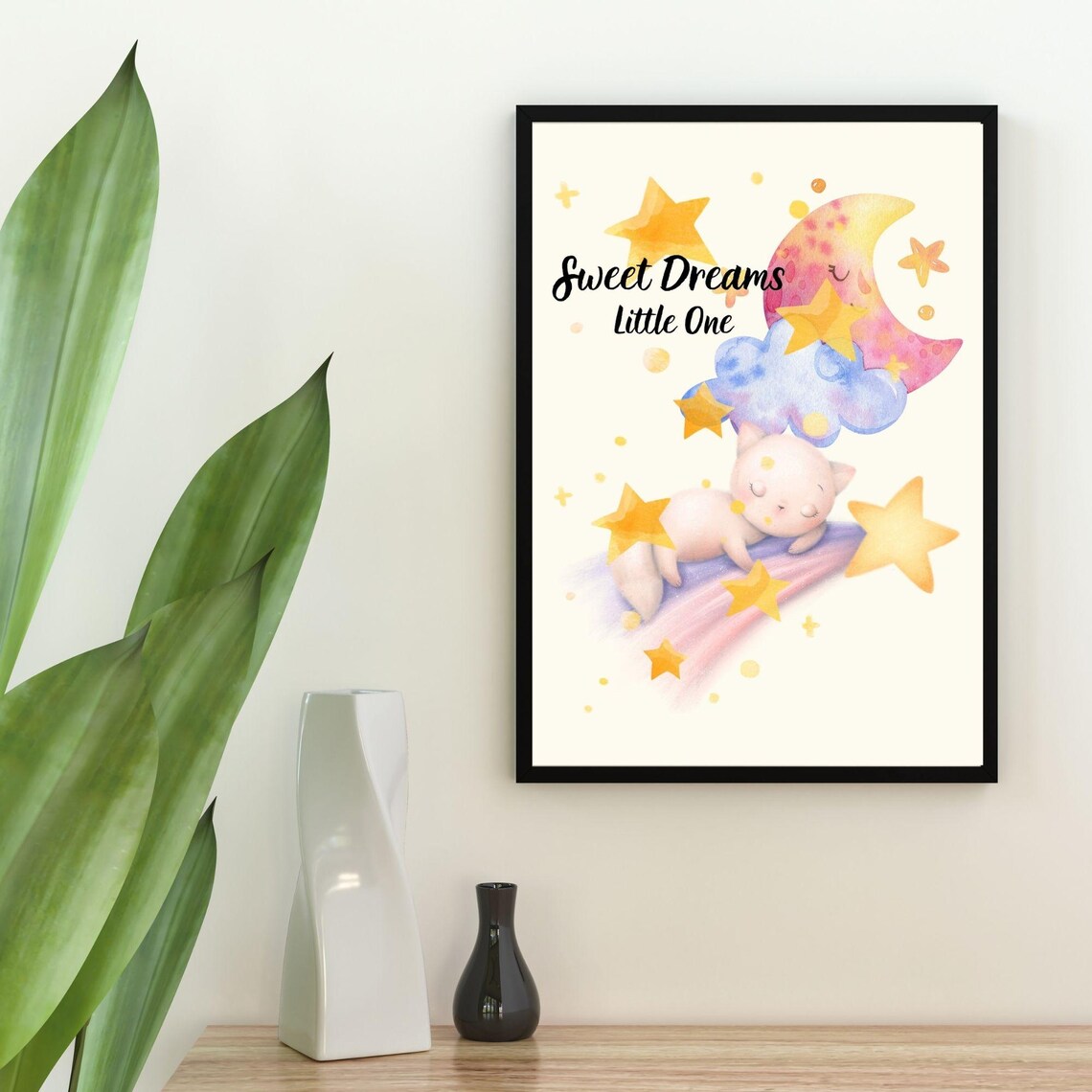 Sweet Dreams Little One, Minimalist Sleeping Cat - Image 4