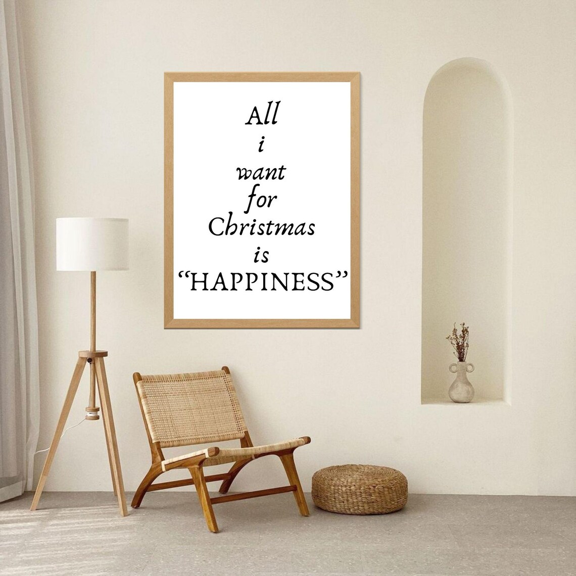 All I Want For Christmas Is Happiness Holiday Quote Wall Poster - Image 4