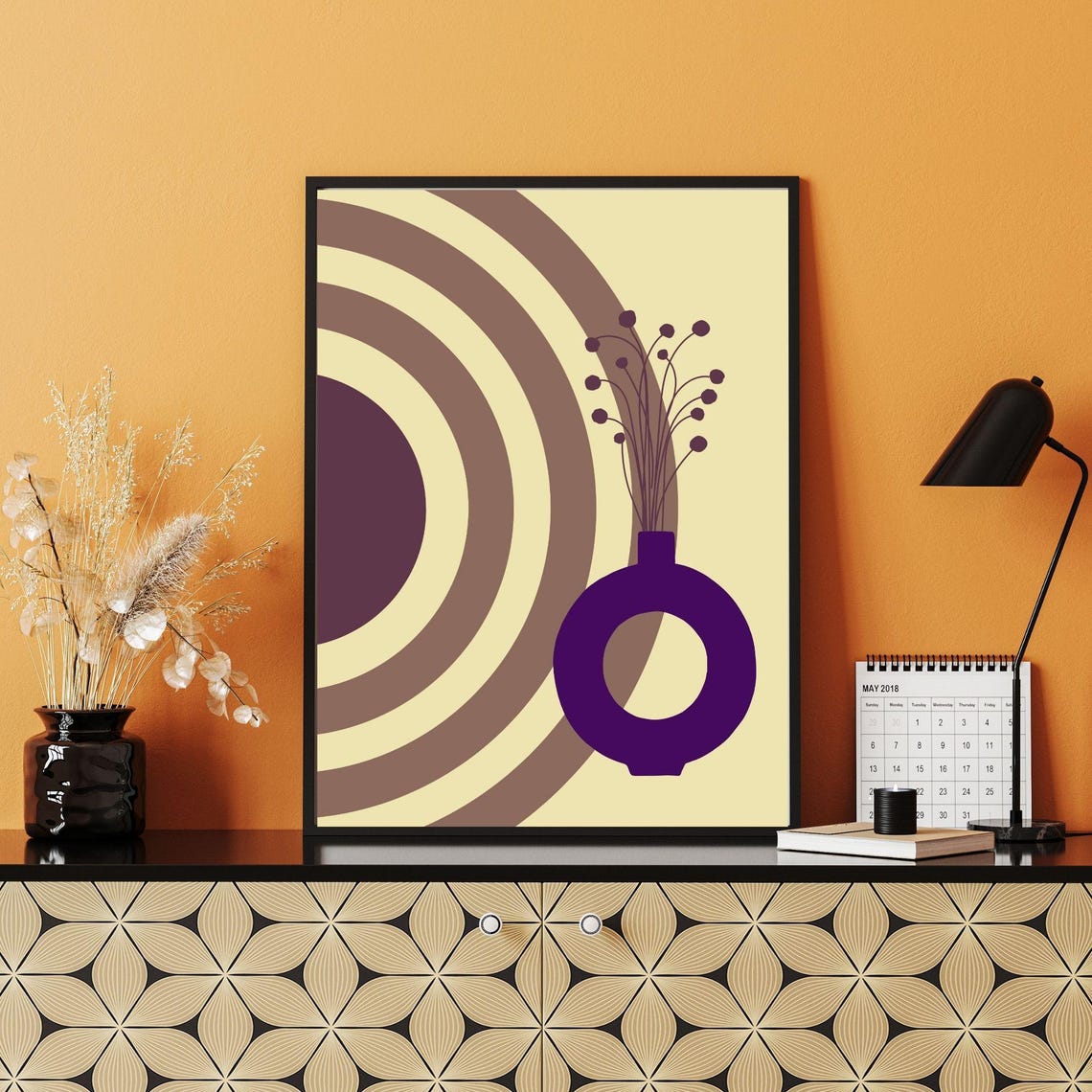 Purple Vase And Arches Boho Abstract Mid Century Minimalist Poster - Image 5