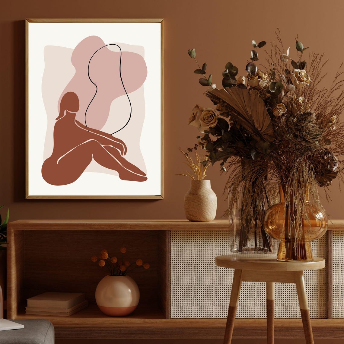 Matisse Boho Seated Woman Terracotta Line Art Feminine Wall Art Poster - Image 6