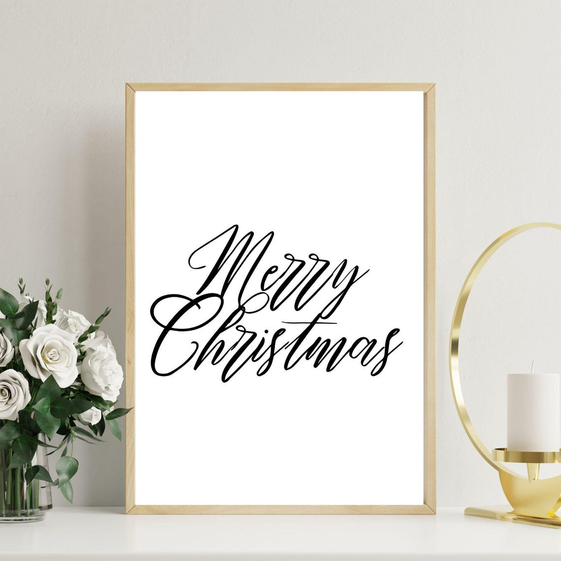 Merry Christmas Elegant Script Minimalist Holiday Decor Poster - Image 7