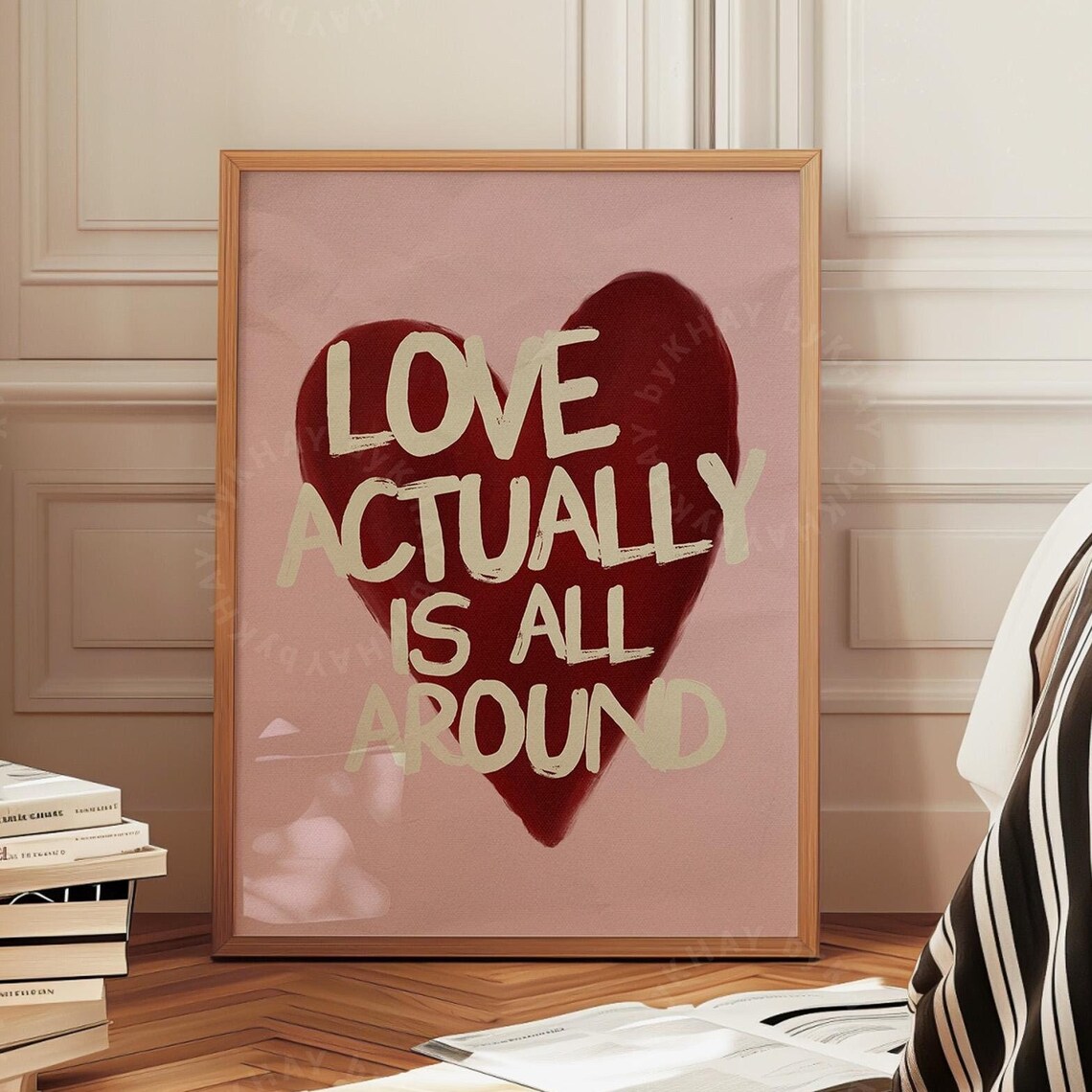 Love Actually Is All Around Vintage Style Art Print