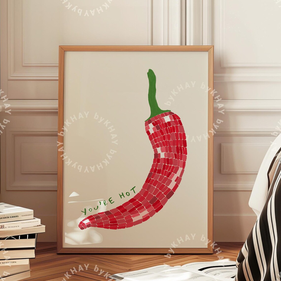 Disco Ball Chilli Kitchen Wall Art Poster