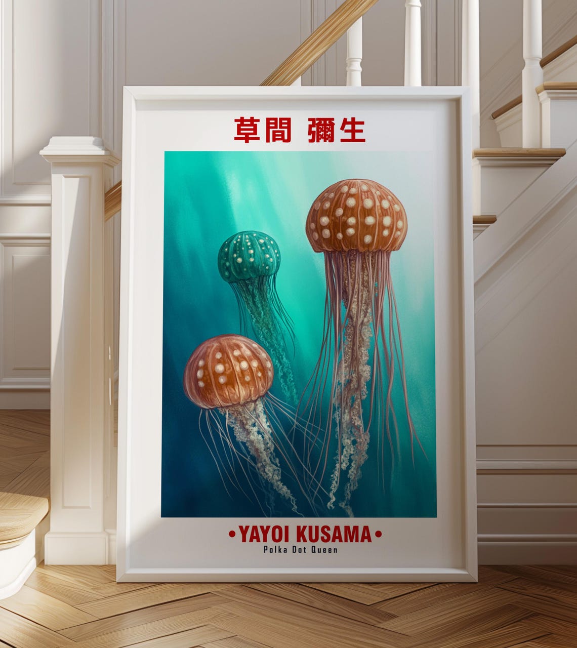 Yayoi Kusama Inspired Trio of Spotted Jellyfish Ocean Art Poster