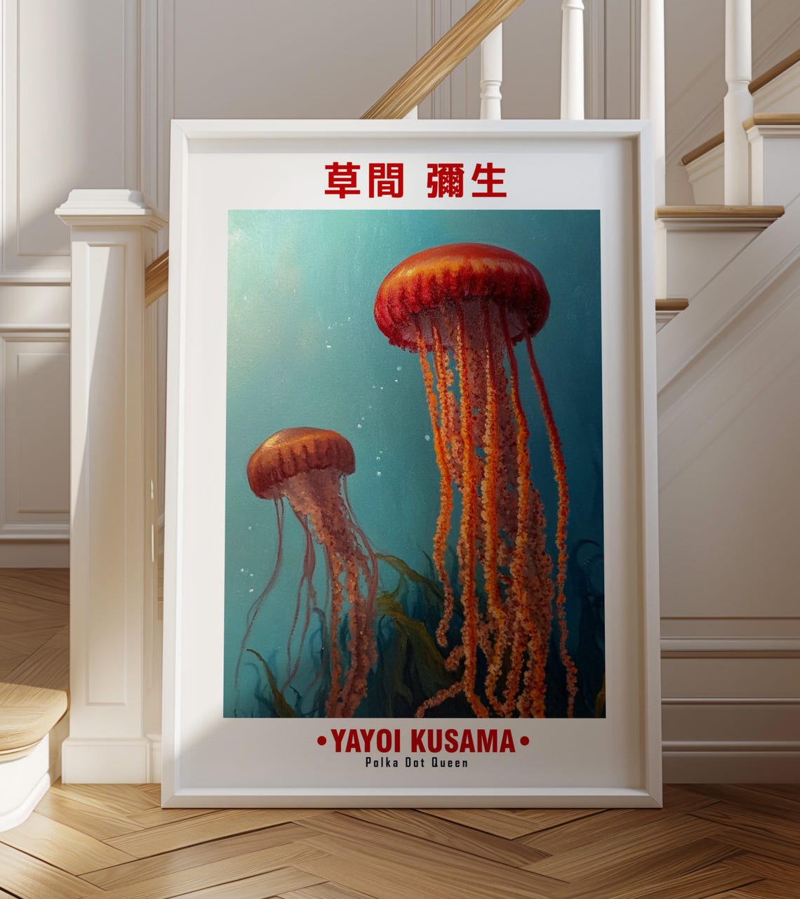 Yayoi Kusama Inspired Spotted Jellyfish in the Ocean Art Poster