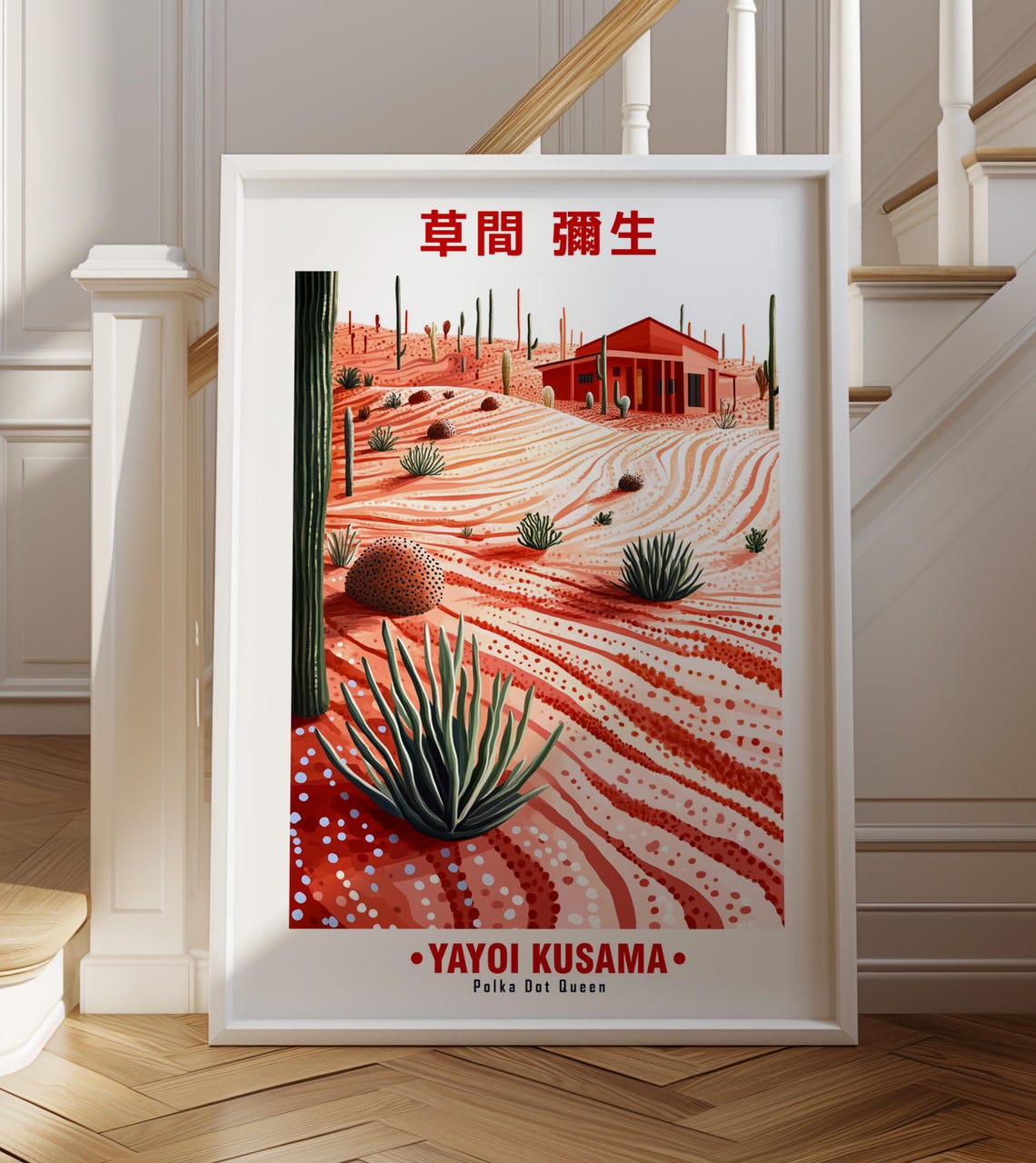 Yayoi Kusama-Inspired Terracotta Desert Adobe Cabin Art Poster