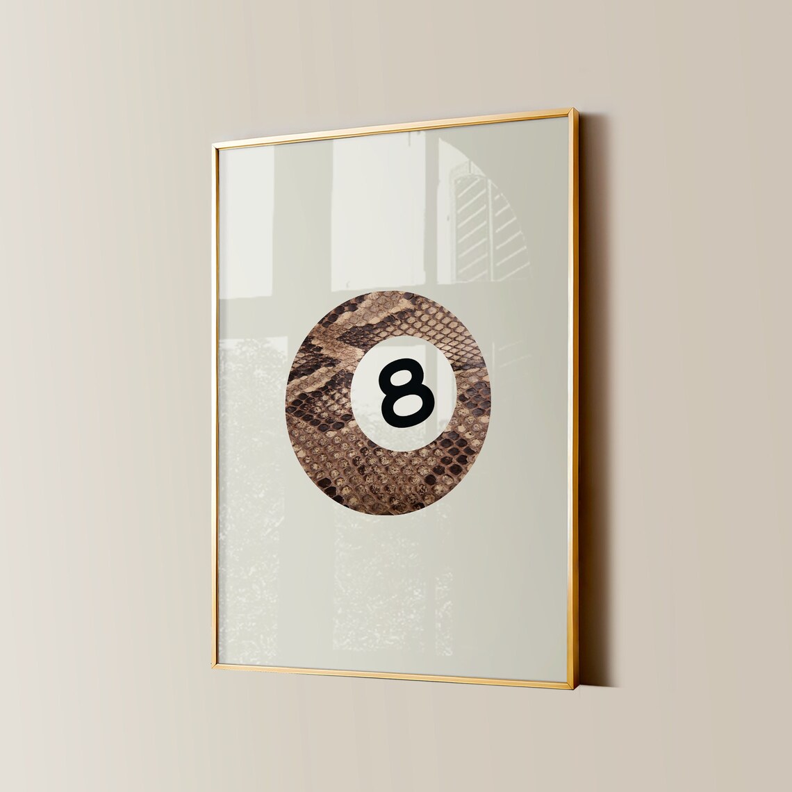 Snake Skin 8 Ball Minimalist Retro Trendy Animal Style Art Poster