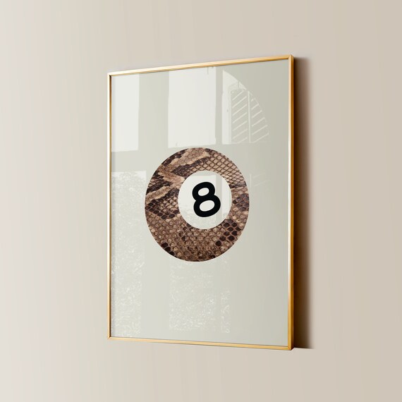 Snake Skin 8 Ball Minimalist Retro Trendy Animal Style Art Poster