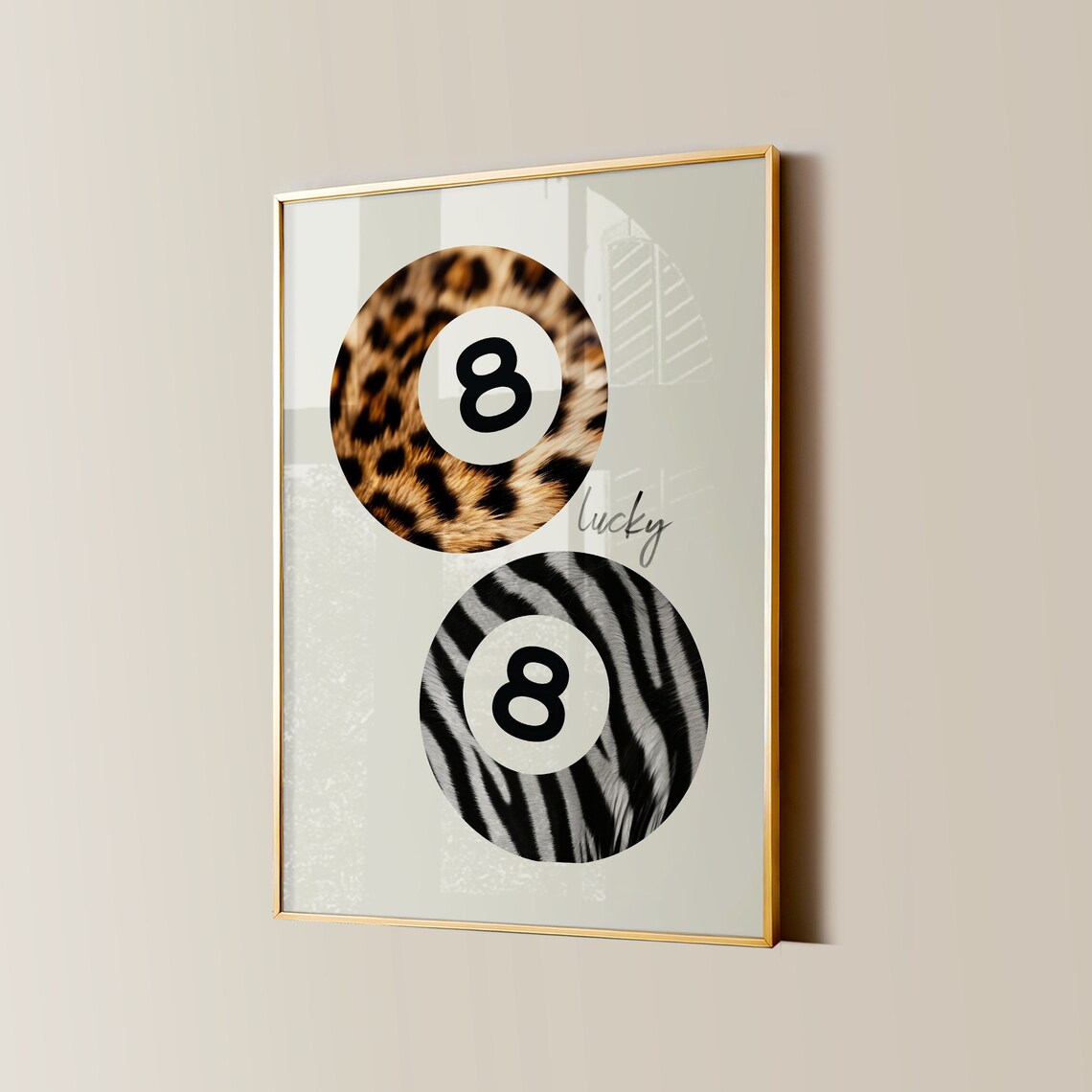8 Ball Leopard Zebra Retro Lucky Girl Art Print