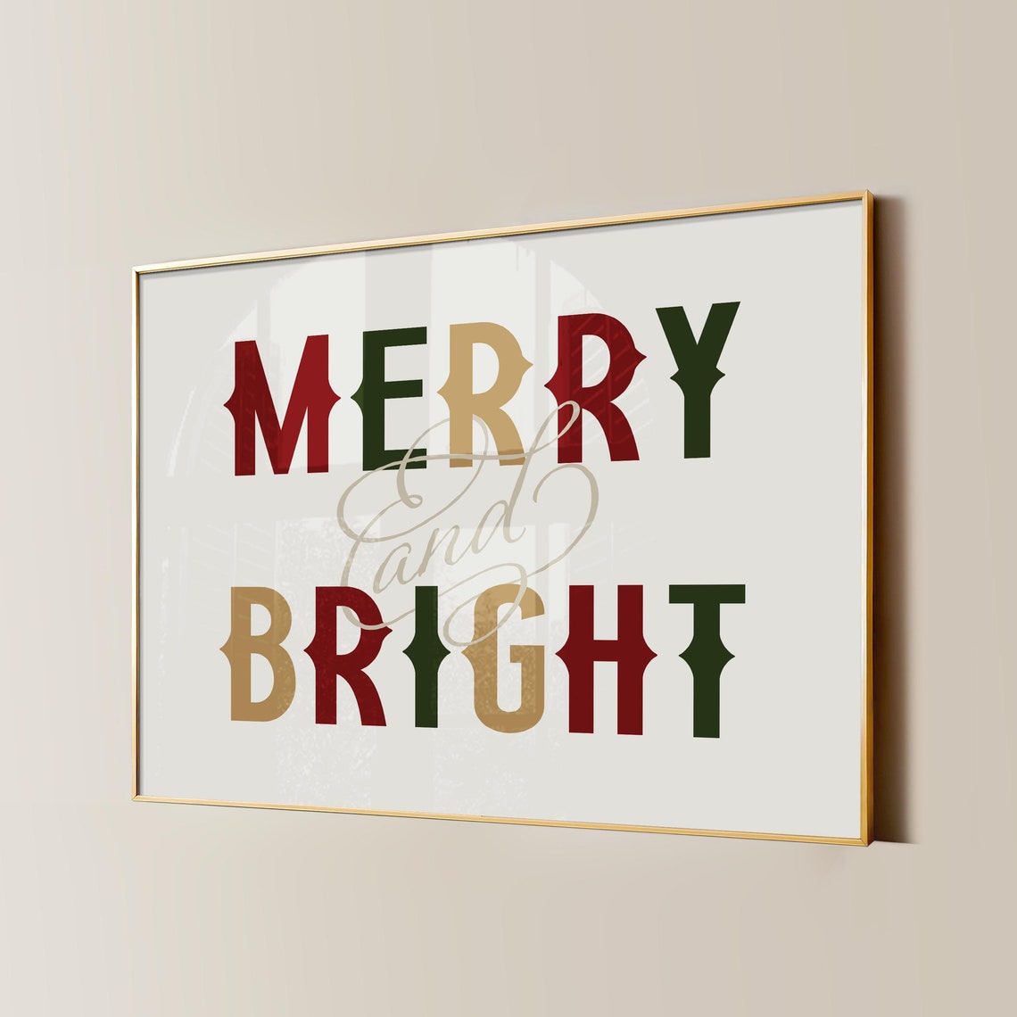 Merry and Bright Retro Typography Colorful Christmas Quote Poster - Image 2