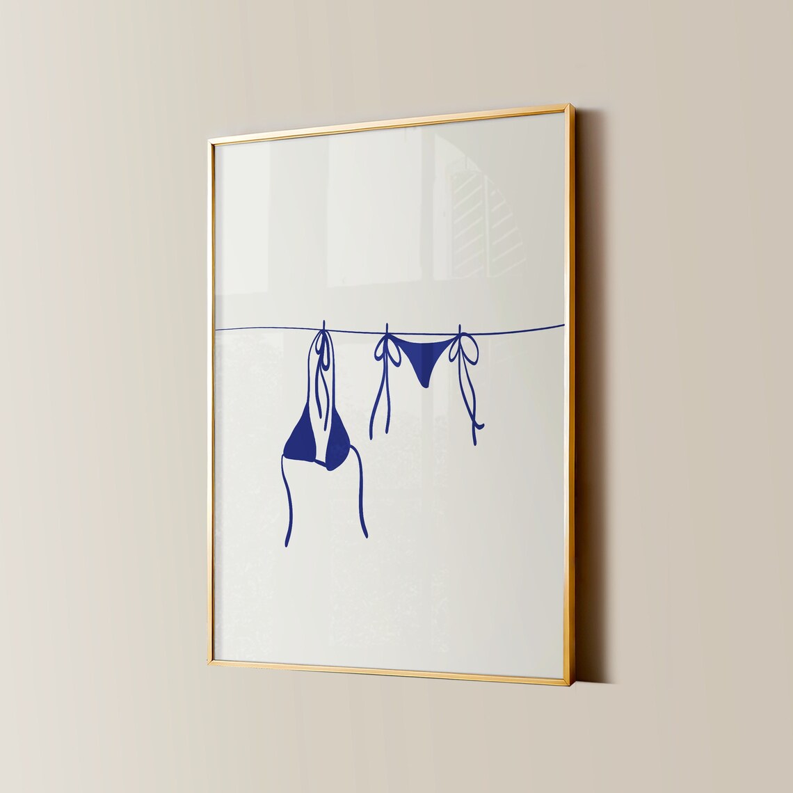Bikini On Clothesline, Coastal Beachy Art Print